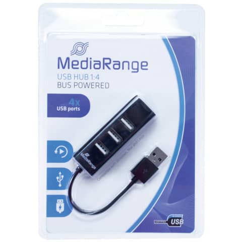 Hub Media Range USB 2.0 con quattro porte alimentato tramite porta USB MRCS502